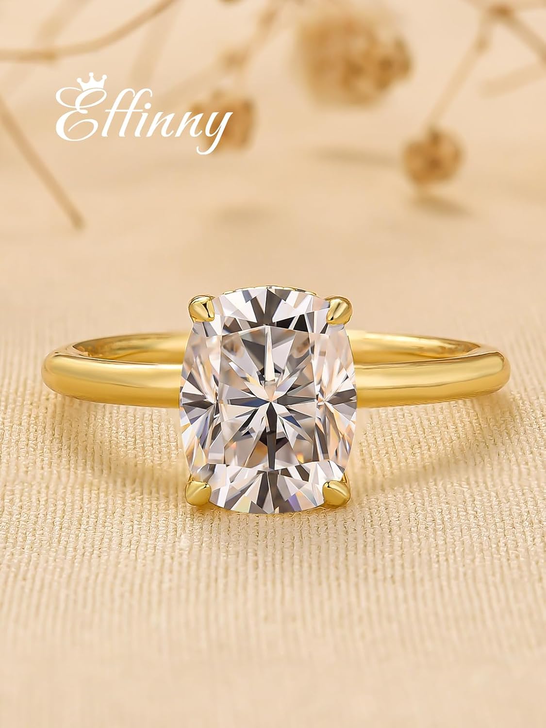 2.5/3.5ct Elongated Cushion Cut Moissanite Engagement Ring